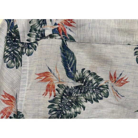 Chaps Men’s Medium Short Sleeve Linen Cotton Hawaiian Shirt With Tropical Print - Picture 4 of 9